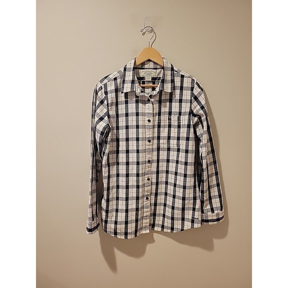 Filson Alaskan Guide Shirt in Cream/Black  Womens L Button Front Heavyweight